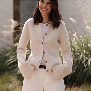Jenni Kayne Cooper Cardigan Sweater Small Ivory